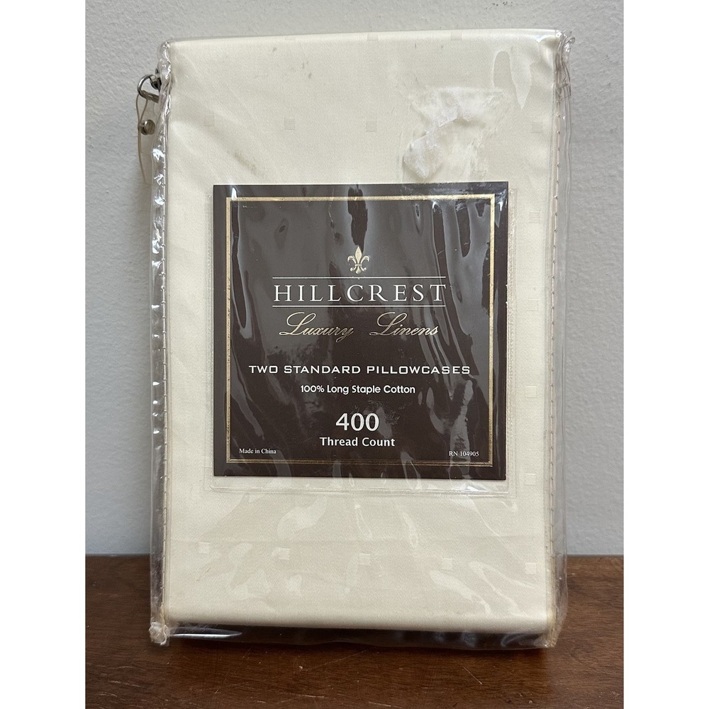 Hillcrest Luxury Linens 100% Long Staple Cotton 400TC Standard Pillowcases NEW